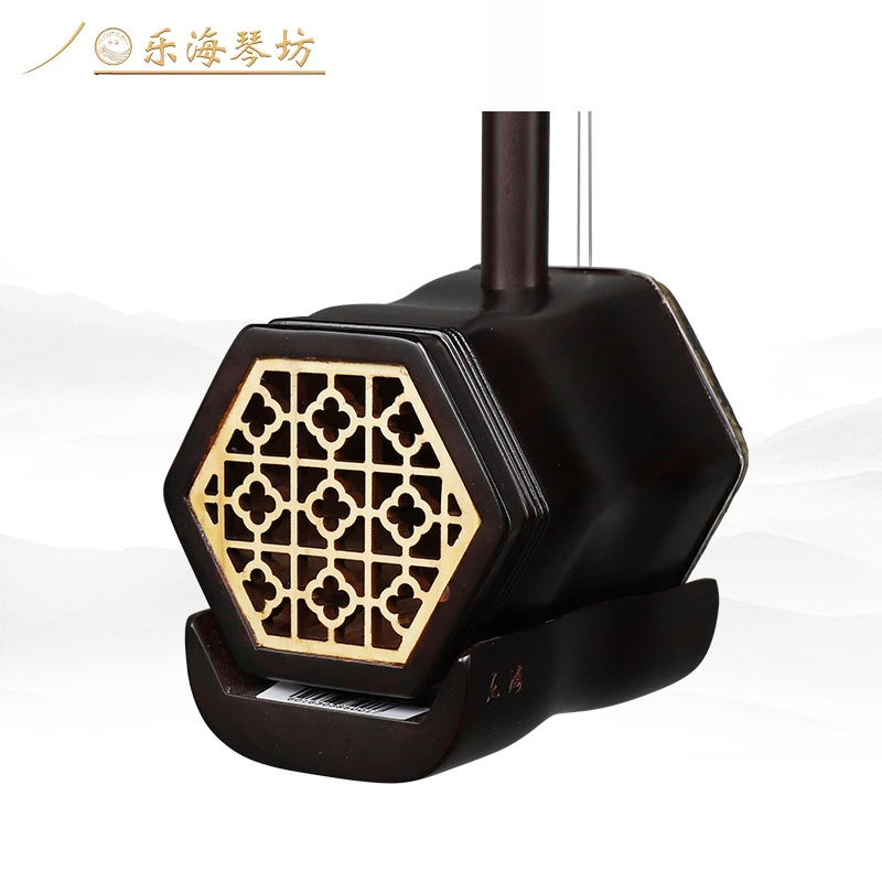 乐海 二胡乐器初学者入门QE23FH飞花点翠图案红铁木豆材质手工