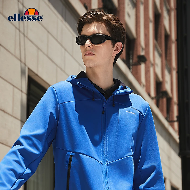 ellesse新款防泼水户外运动休闲拼接上衣外套男