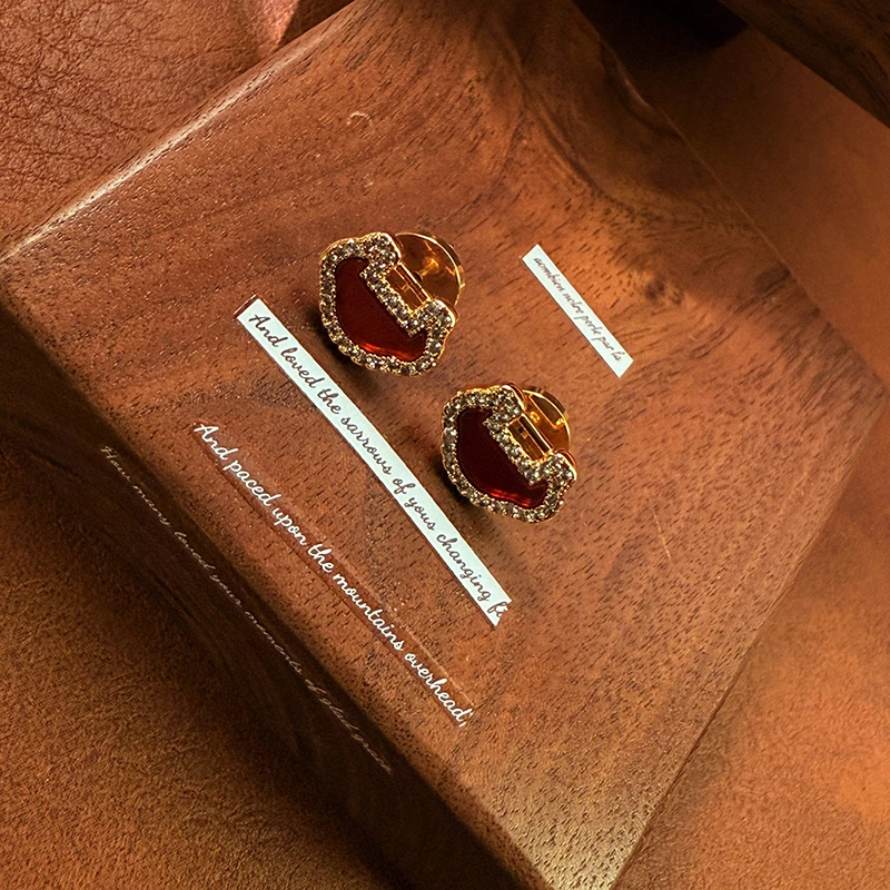 铜合金耳饰 IVANI平安如意锁耳钉A8119