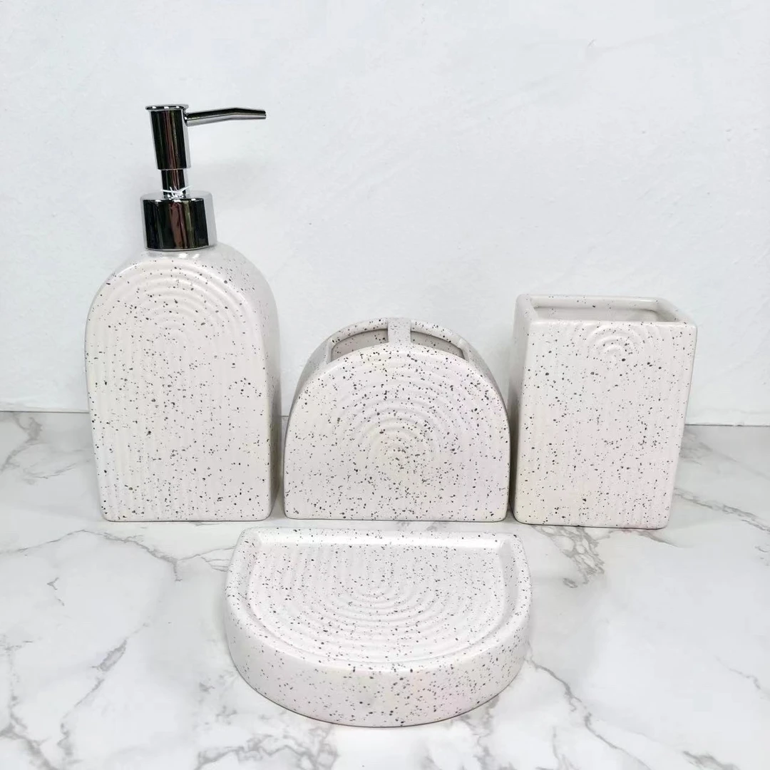 美式轻奢洗漱套装四件套家用卫生间浴室白色酒店身体简约欧式