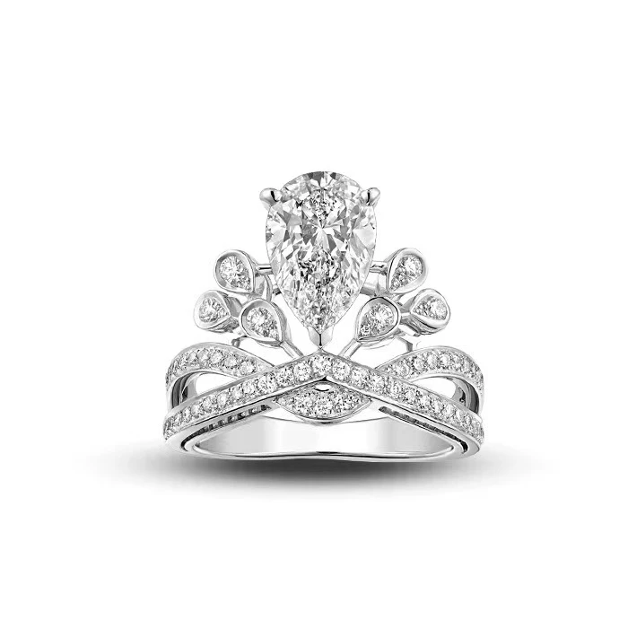 实验室培育钻石【钻戒】鹭羽冠冕钻戒 培育钻石钻戒