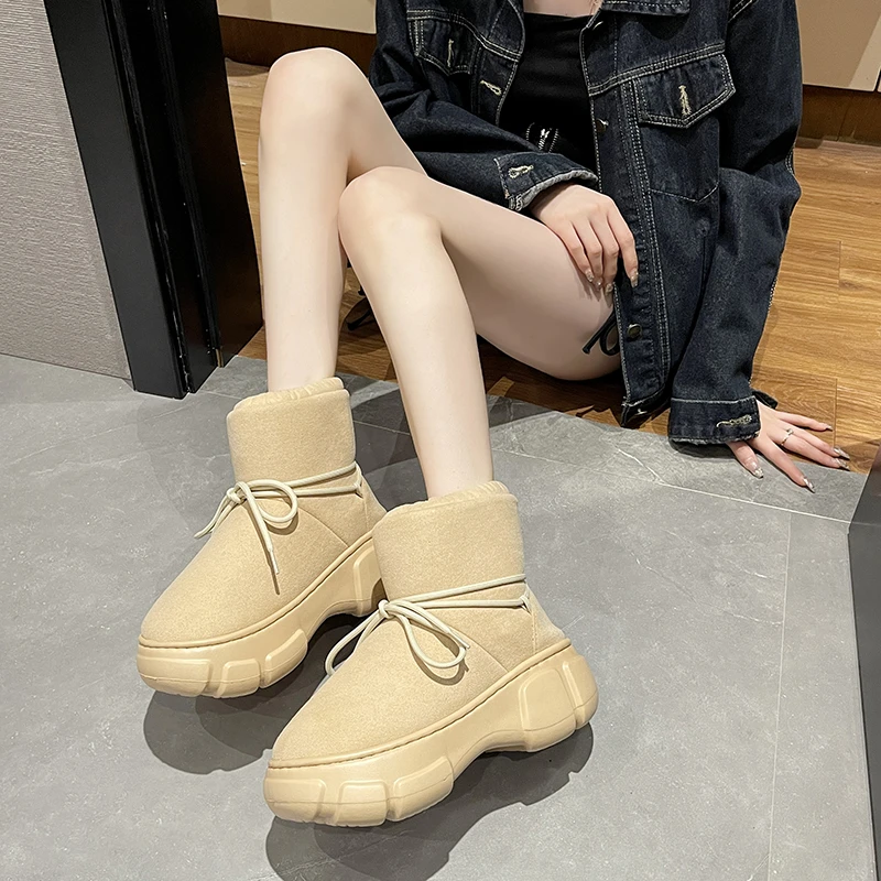 【美拉德】雪地靴女厚底时尚百搭加绒加厚冬季防滑东北短筒靴棉鞋女