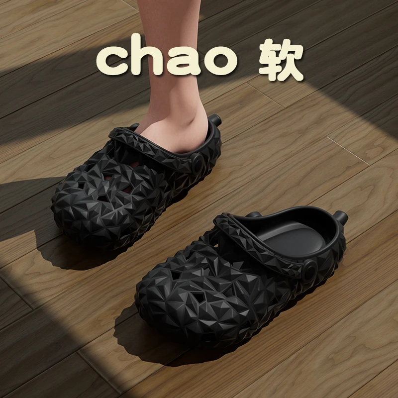 EVA榴莲洞洞鞋男士夏季防滑外穿情侣个性搞怪户外沙滩包头凉拖女