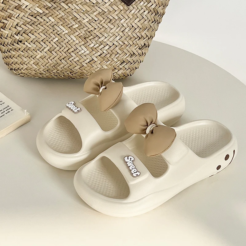 蝴蝶结厚底女夏季2024新款室内家居防滑踩屎感eva凉拖鞋女外穿