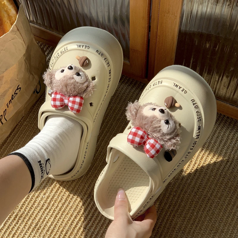 雪莉玫配饰洞洞鞋女2024新款夏季厚底外穿凉拖鞋可爱防滑厚底凉鞋