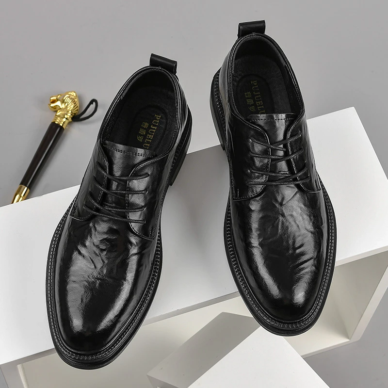 8166夏季上新真皮牛皮尖头正装商务绅士英伦时尚潮流百搭休闲男鞋
