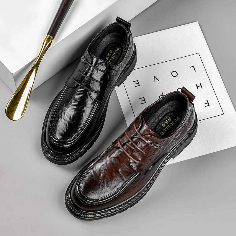 1701皮鞋男真皮牛皮新款商务正装英伦风男士百搭牛皮软底休闲男鞋