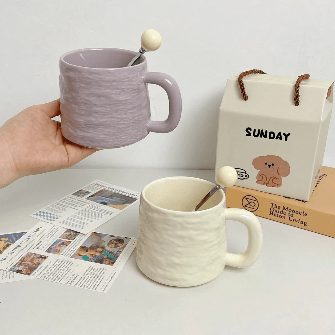 岩石纹理陶瓷马克杯子家用早餐牛奶咖啡杯高级感生日礼物女生