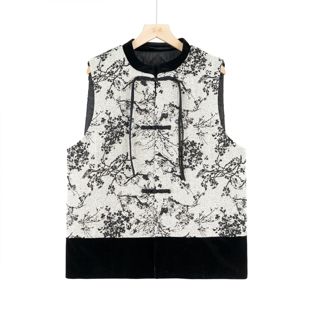 吉米原创-国风丝绒盘扣棉马甲323211衣长62胸围106