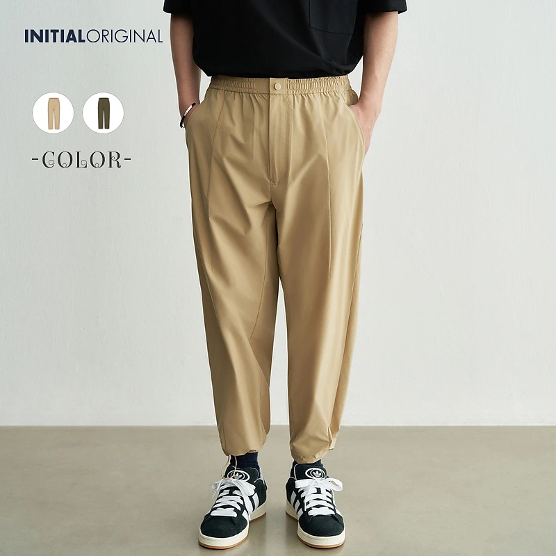 INITIAL24夏新款男士宽松松紧腰九分休闲束脚裤男24UPPMOCXX323