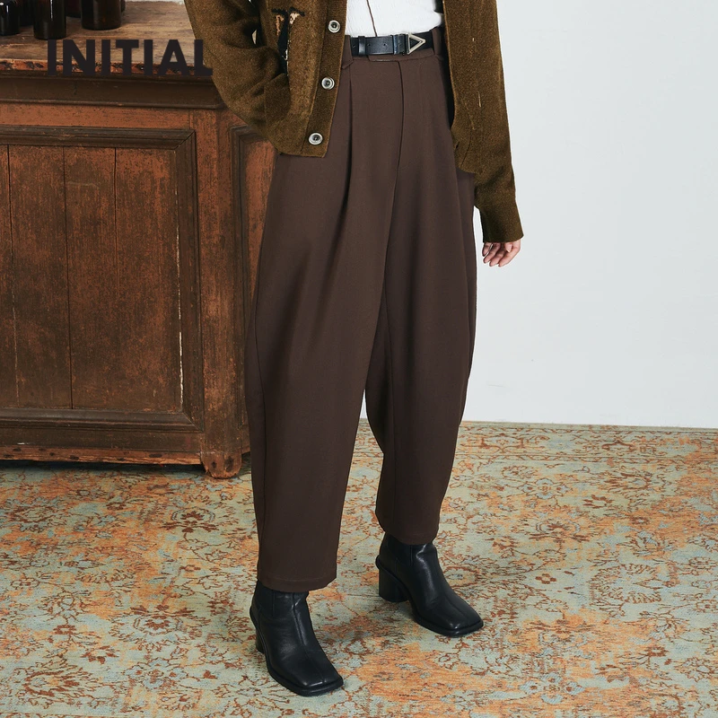 【设计师潮牌】INITIAL时尚秋冬日常宽松束脚休闲裤女PPFLMXX228