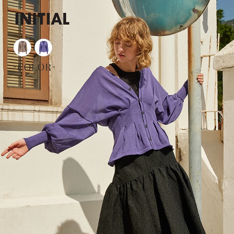 【商场同款】INITIAL春季新款显瘦针织衫外套女23SYTFMCXX094