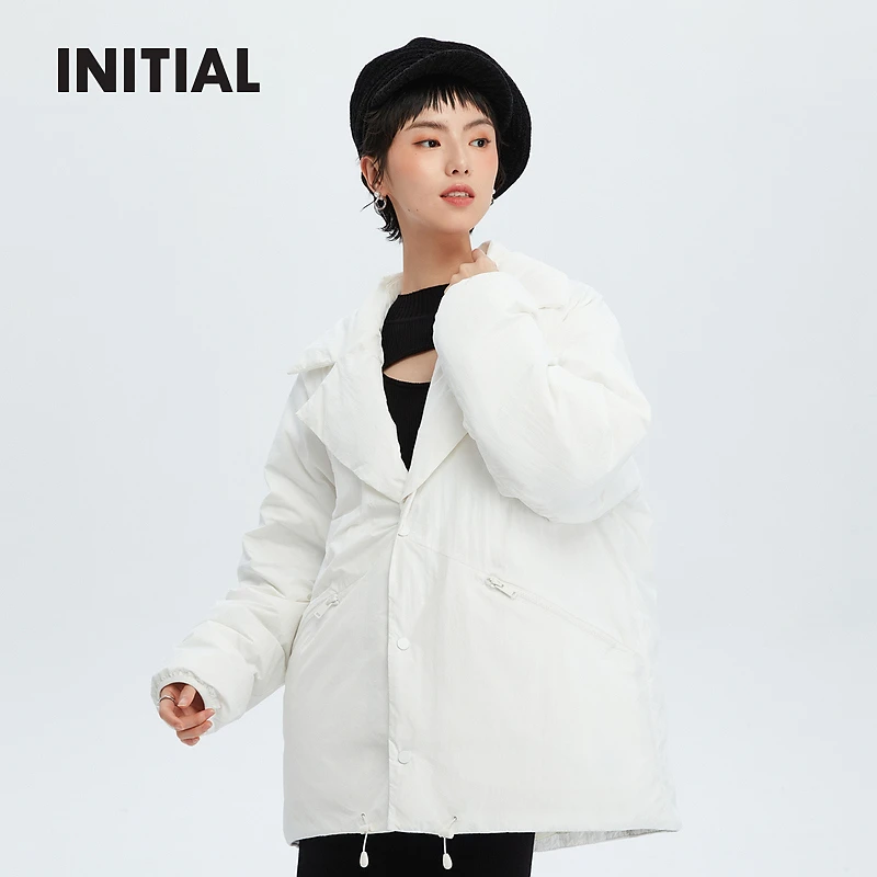 【商场同款】INITIAL冬季新款翻领西装羽绒服女23WDWFMCVV870