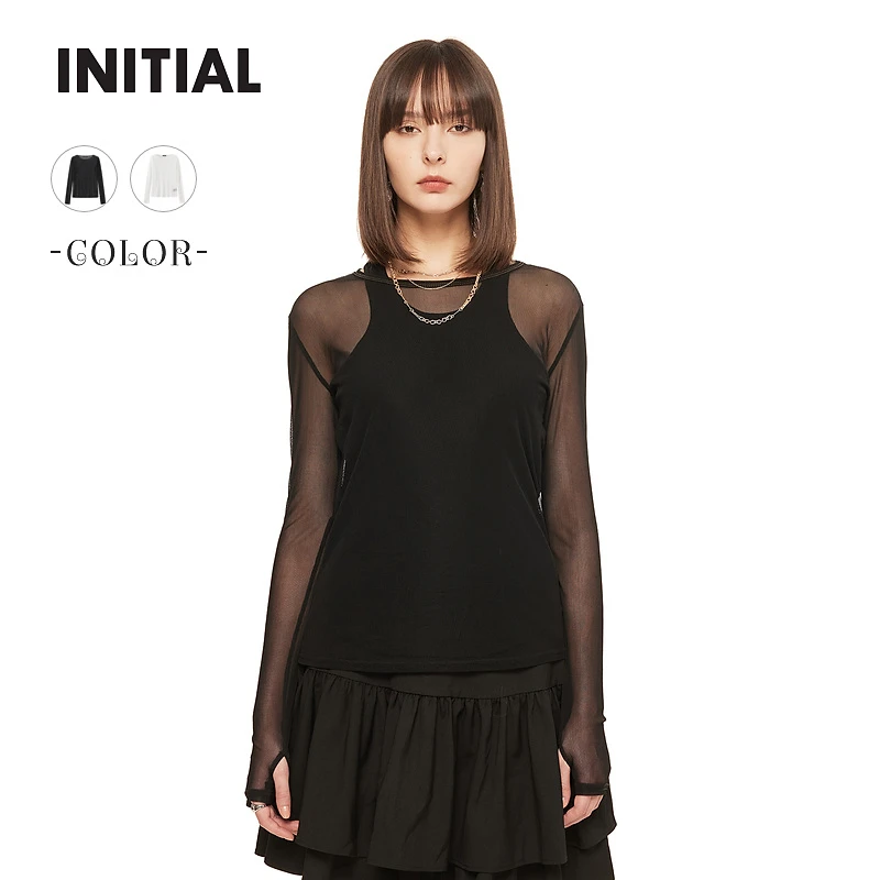 【商场同款】INITIAL24春季新款轻薄休闲T恤上衣女24STTFLMXX086