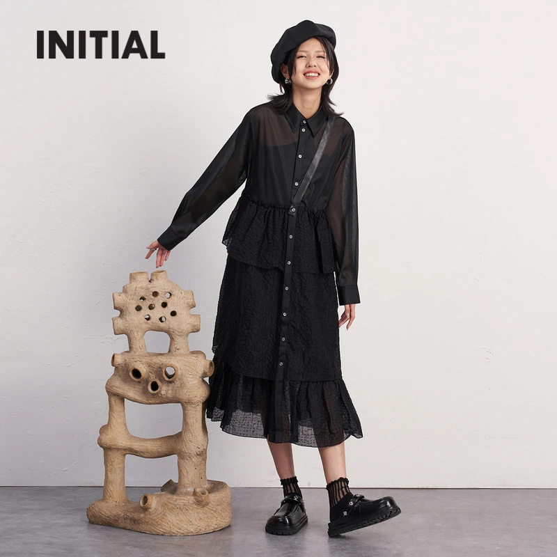 【商场同款】INITIAL夏季新款甜美蛋糕裙连衣裙女23SDNFLMXX217