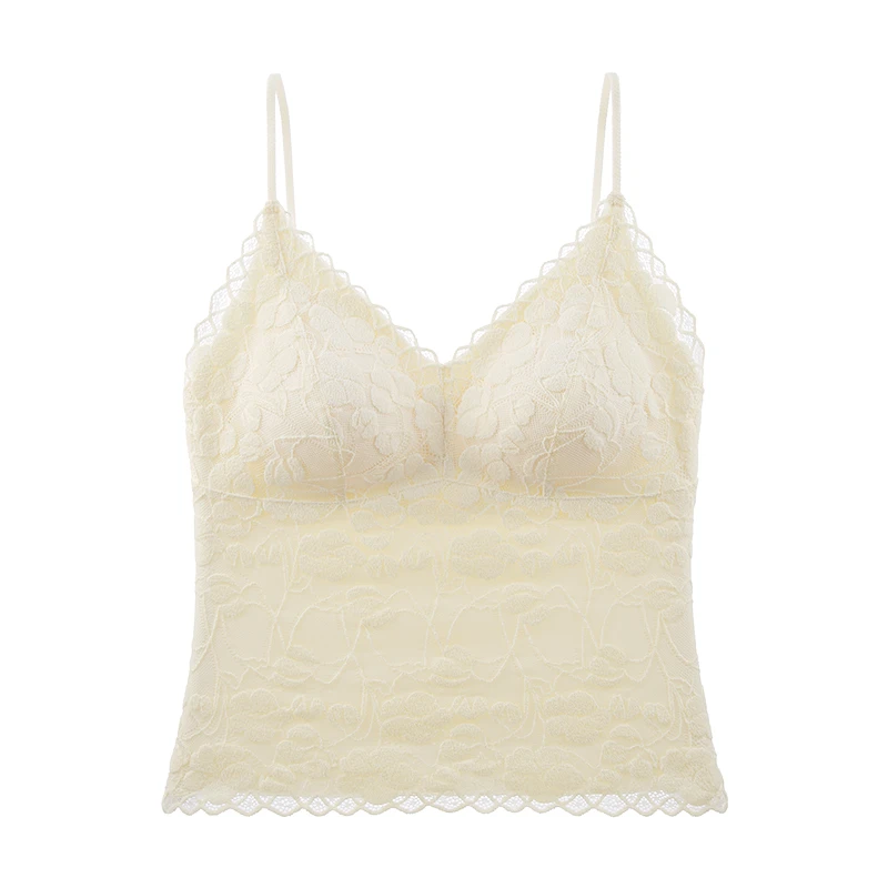 【老板娘夏天】秋冬新款舒适双面绒毛蕾丝免穿文胸修身女士保暖背心