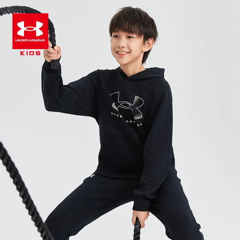 安德玛儿童春秋儿童时尚运动连帽卫衣柔软亲肤透气长袖243103136