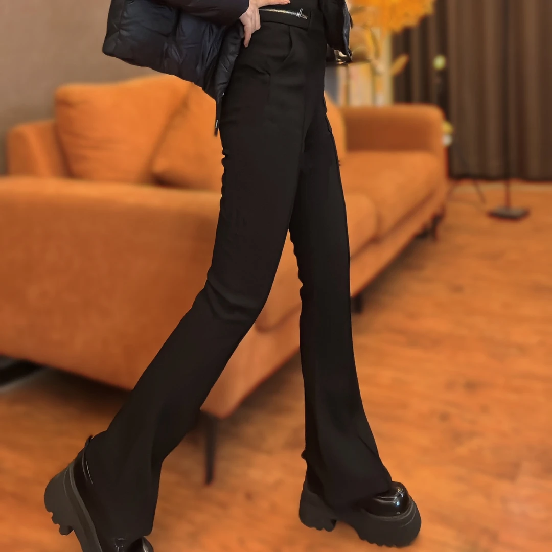 【妮菲丝娅】加绒保暖百搭显瘦马蹄裤7297