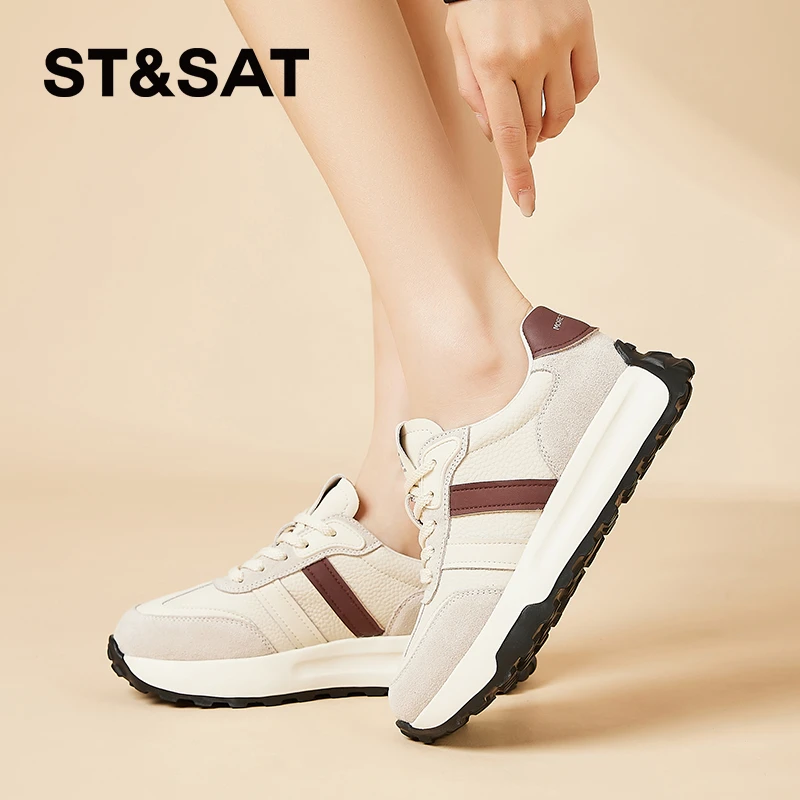 星期六ST&SAT厚底德训阿甘鞋女2024新款小白鞋秋季轻便休闲运动鞋
