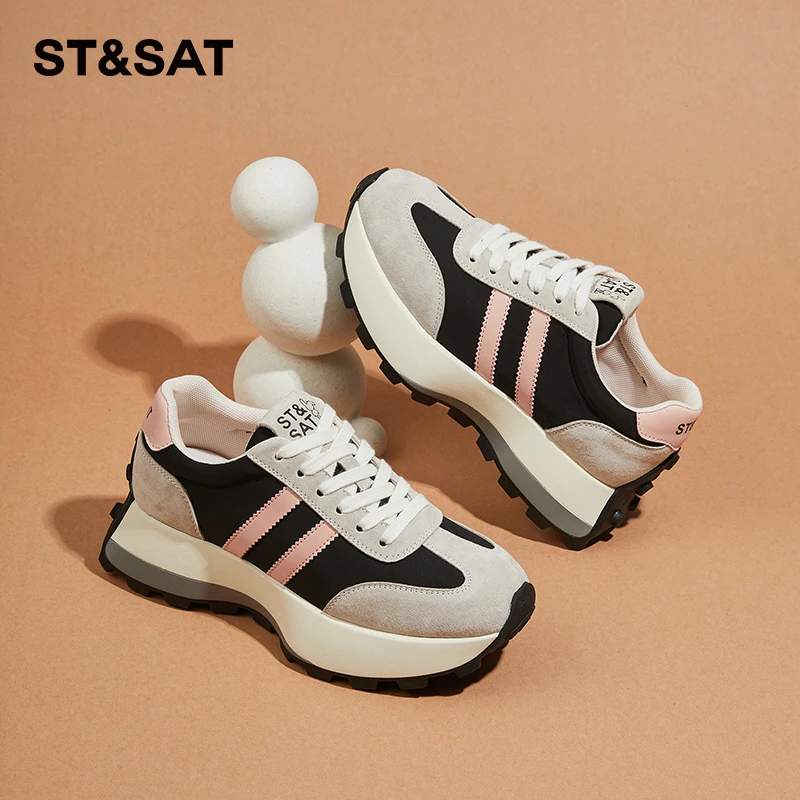 星期六防滑华夫阿甘鞋女款2024春秋季新款厚底休闲运动鞋百搭潮鞋