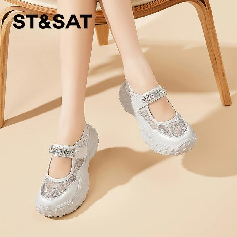 星期六老爹鞋女2025夏季新款爆款休闲透气网纱厚底增高运动鞋凉鞋