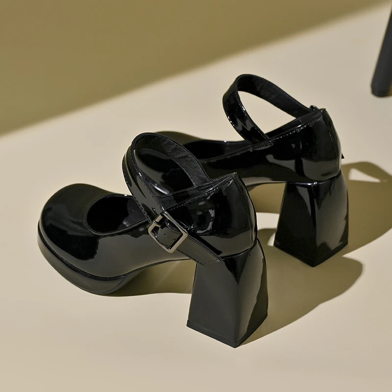 老师傅高跟玛丽珍鞋女款2024新款春粗跟单鞋厚底小皮鞋高跟鞋子女