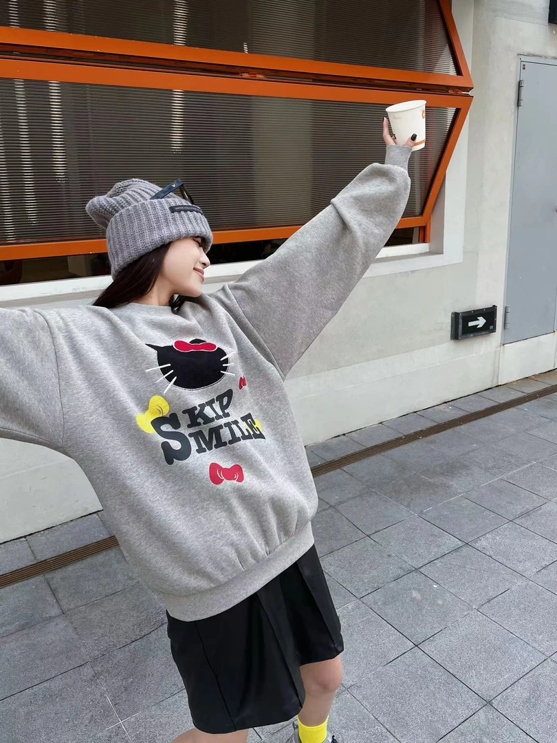 深圳铁铁优选Kitty猫印花卫衣女潮圆领加厚韩版秋冬