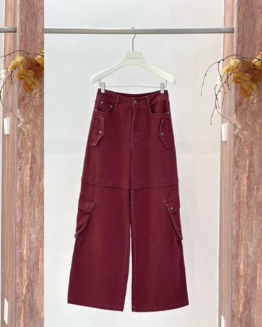 深圳南油TTONE宽松裤子秋季阔腿裤长裤时尚辣妹风刺绣牛仔裤