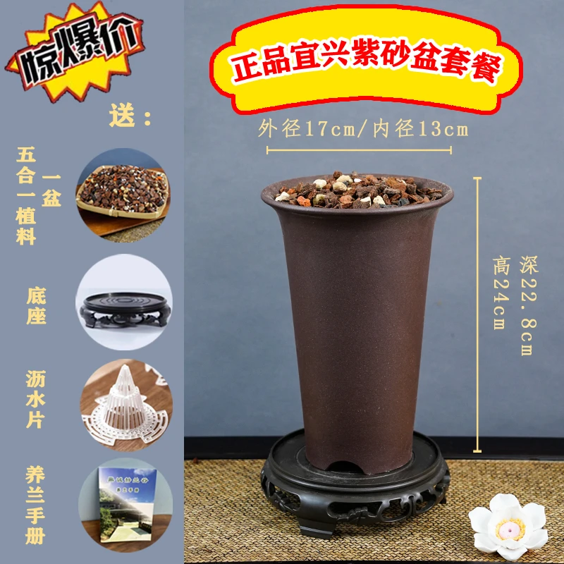 宜兴紫砂盆透气兰花盆手工风格阳台美观制作烧制刻绘