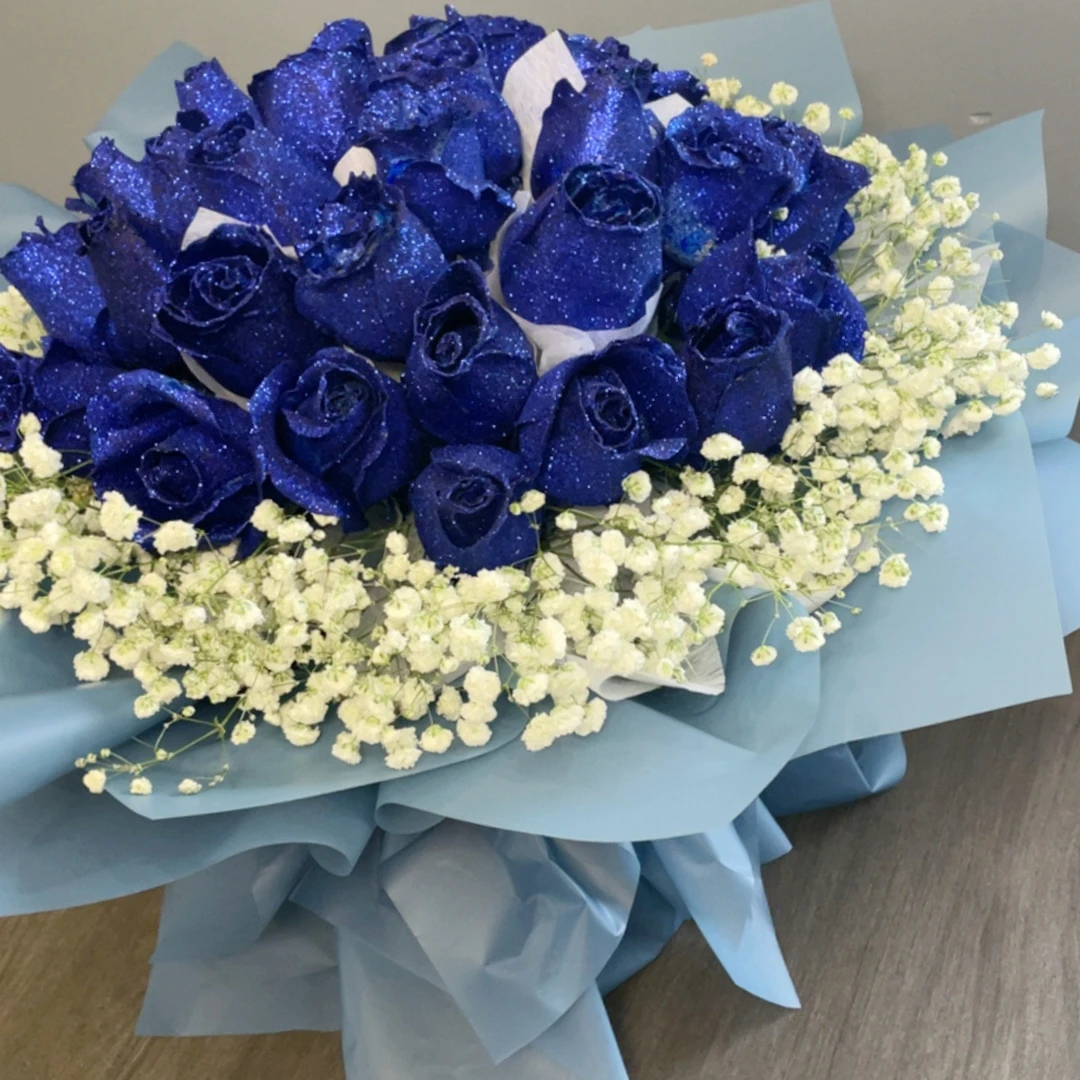 蓝色妖姬玫瑰33朵花束送女朋友生日下单送达鲜花速递全国同城配送