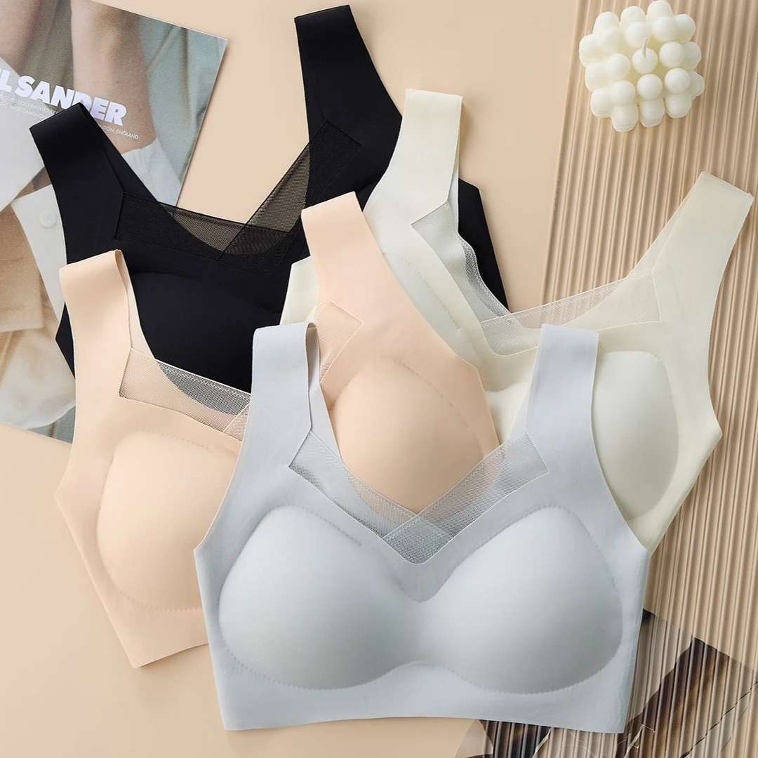 【初恋】文胸舒适女士小胸无痕网纱透气薄款一片式调整型braD 808