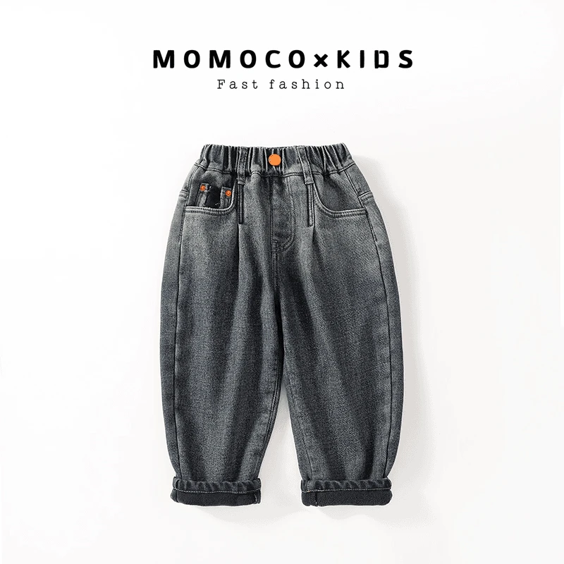 MOMOCO2024冬季宽松韩版休闲时尚儿童牛仔裤75430350002