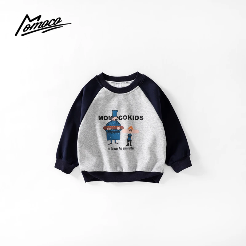 MOMOCO冬季新款男童潮流插肩袖卫衣时尚加绒上衣75430232054