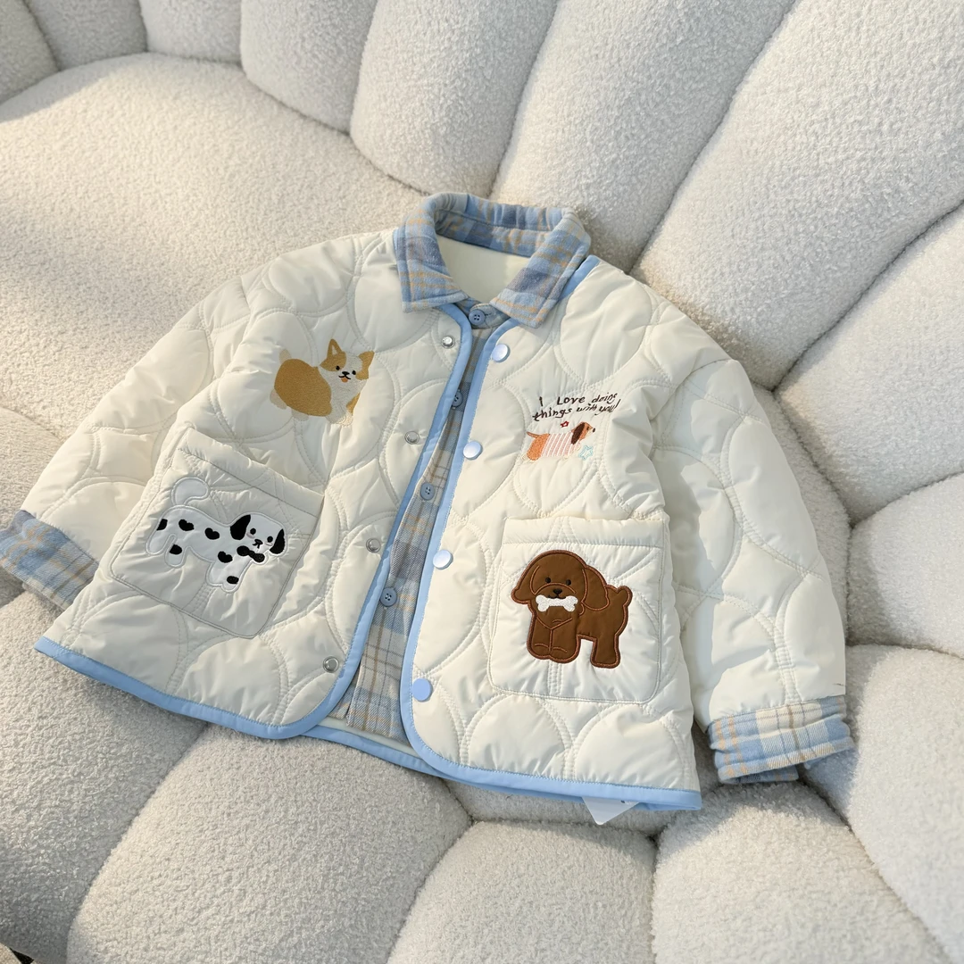 MOMOCO冬季新款男童卡通印花韩版假两件棉服外套75430107199