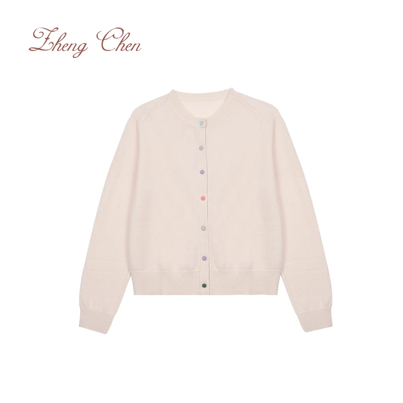 Zhengchen/正辰（高端黑标）100山羊绒香奶奶定制纽扣开衫Y-MK69211