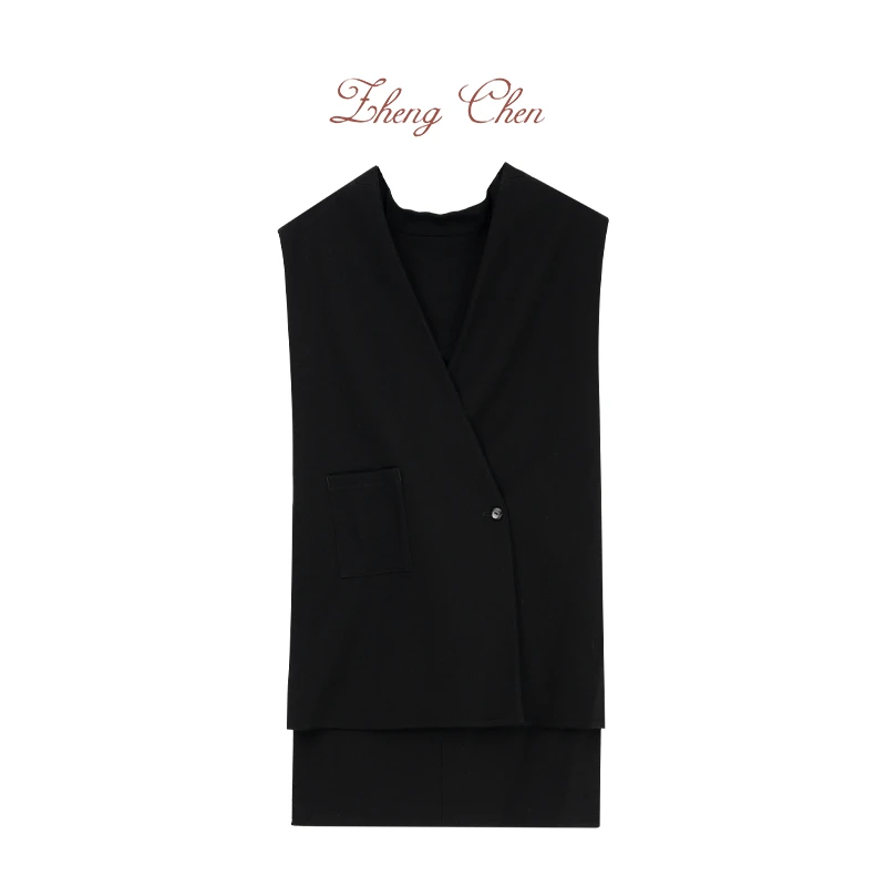 女装马甲气质时尚黑色马夹无袖上衣 Y-KT69023