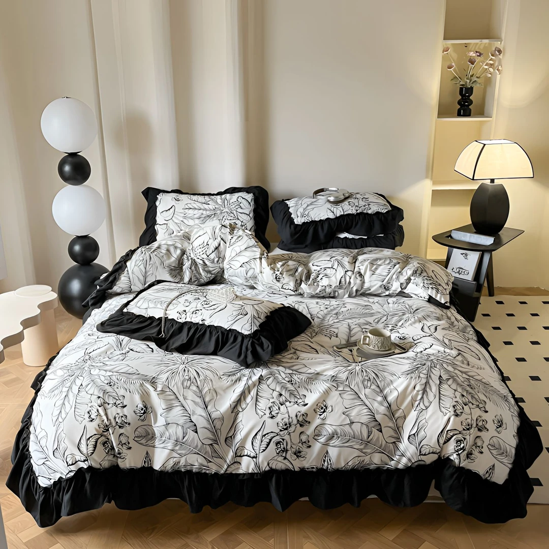 轻奢新款水洗棉四件套网红推荐上档次复古韩版床品被套床单三件套