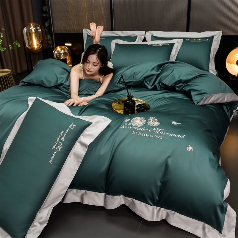 水星高端轻奢家纺2024新款长绒棉高级感四件套全棉纯棉被套床单