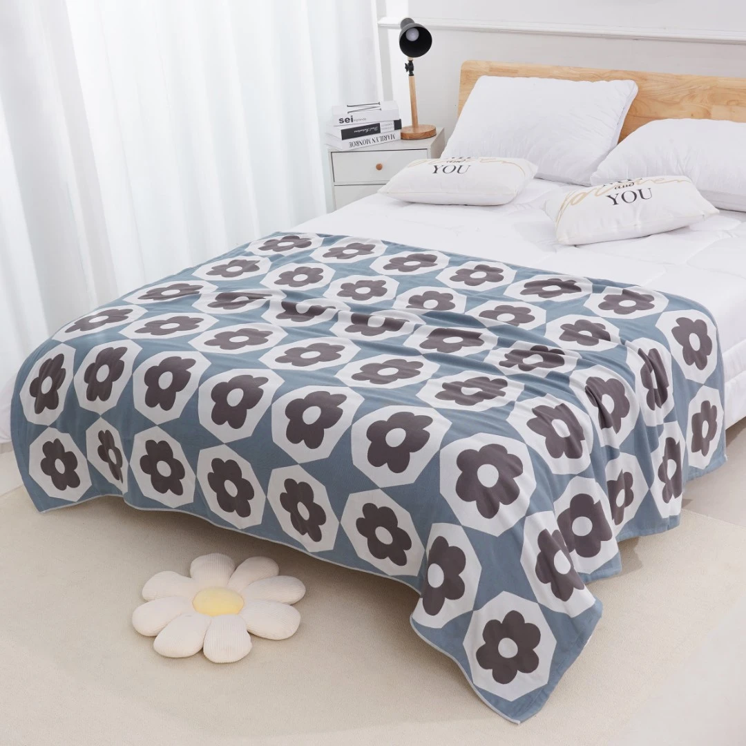 150*200cm厚款夏凉被竹纤维冷感毯繁花似锦盖毯多功能休闲午睡毯