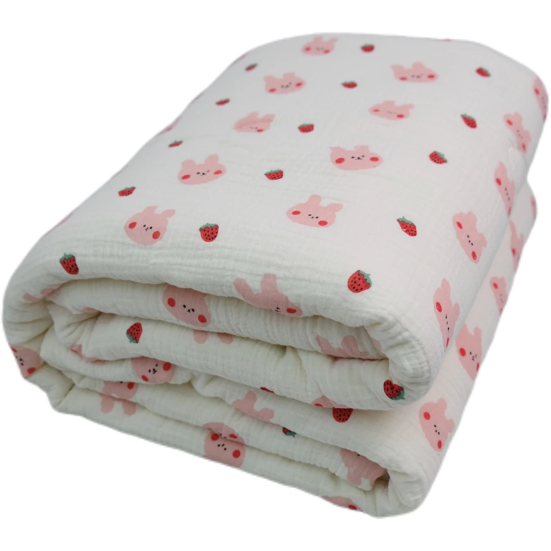 150*200cm单人纯棉双层纱绉布大豆被超柔夏凉被夏被空调被可机洗