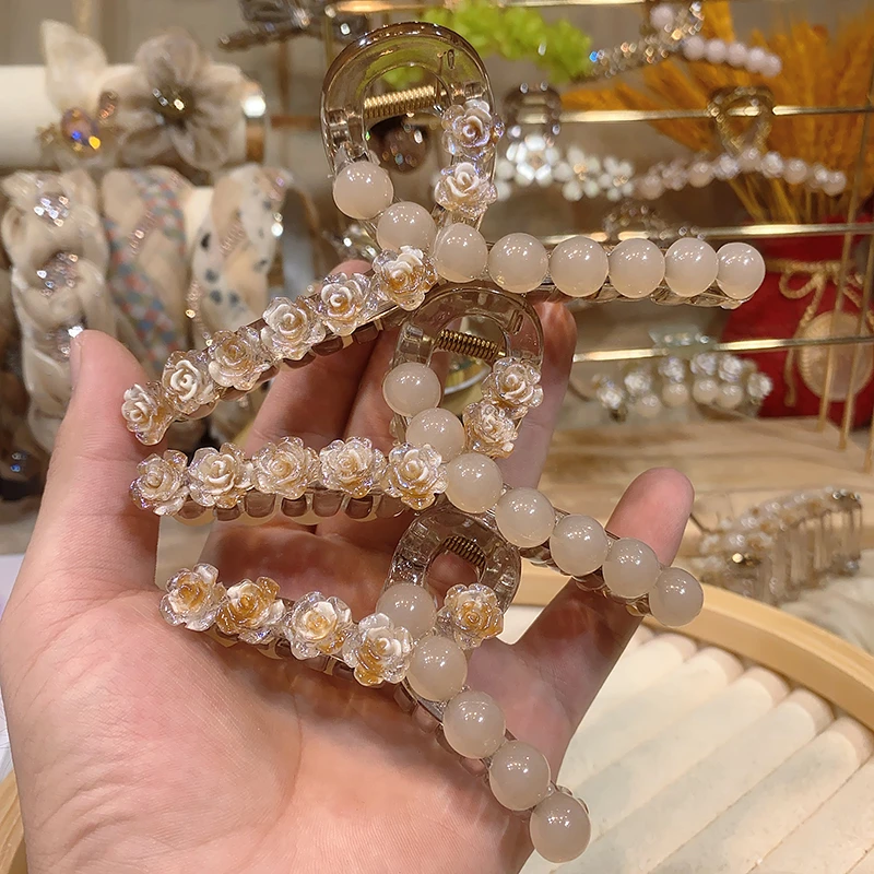 弈唯月光白鲨鱼夹优雅发夹头饰气质网红百搭简约仙女ins超仙抓夹