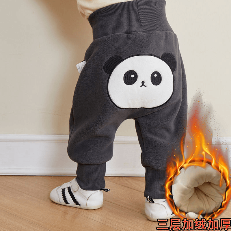 婴幼儿加绒加厚裤子宝宝秋冬外穿高腰护肚PP裤男女小童保暖冬季BD