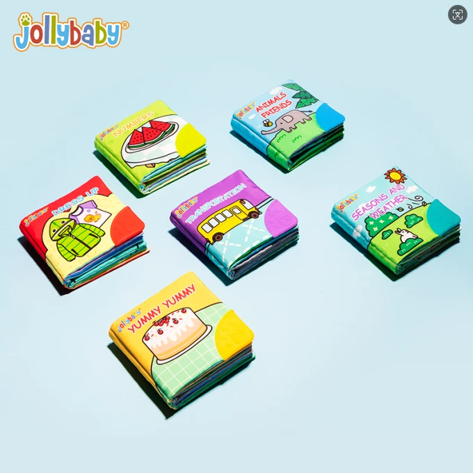 Jollybaby磨牙小布书婴儿玩具宝宝启蒙早教牙胶布书单本