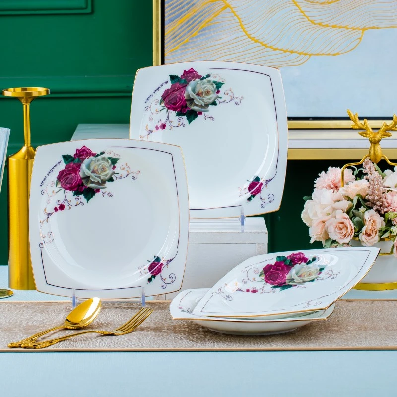 8英寸天方餐盘5个装景德镇盘子菜盘家用中式陶瓷碟子深盘汤盘