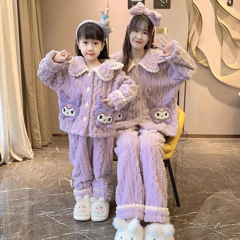 女童珊瑚绒睡衣2025新款秋冬季加厚儿童宝宝法兰绒女孩冬款家居服