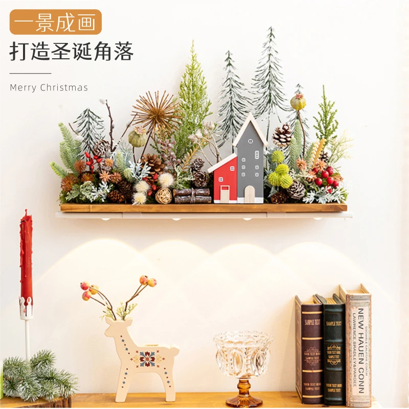 阿楹 圣诞氛围感装饰高级阳台电视背景墙遮丑绿植入户门上挂件灯