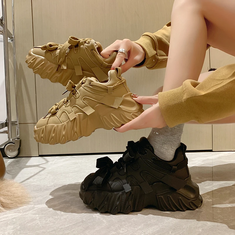 厚底增高小个子老爹鞋女2023新款加绒爆款女鞋休闲显脚小运动鞋子
