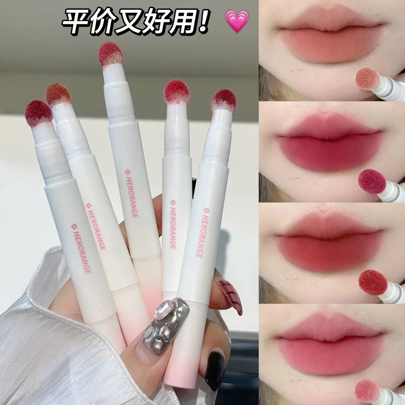 美到起飞~气垫橘唇粉霜唇霜唇釉挤压式口红朵裸色唇泥唇膏海绵头