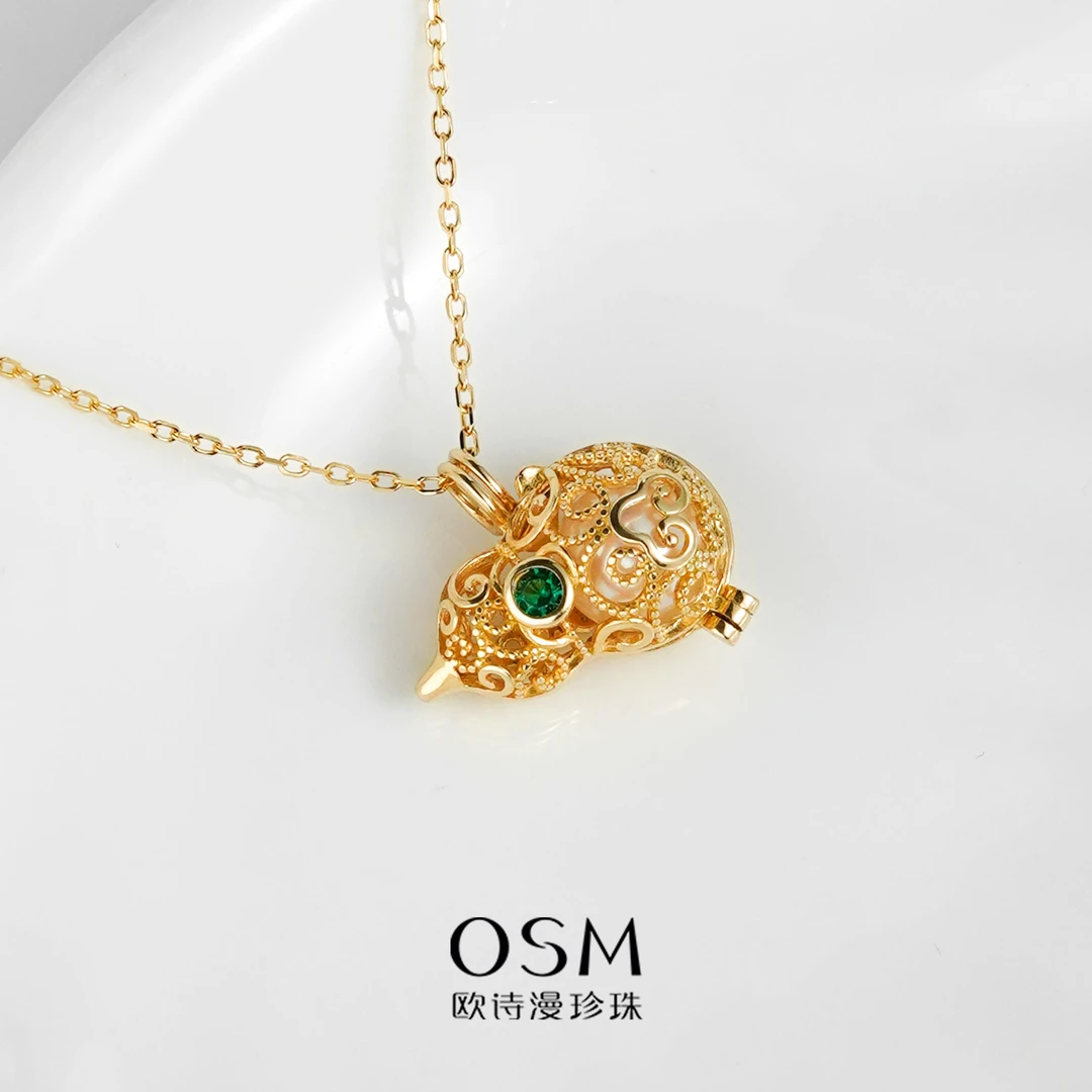 OSM/欧诗漫珍珠【HZ】925银白色淡水无核珍珠吊坠7-8mm福禄到