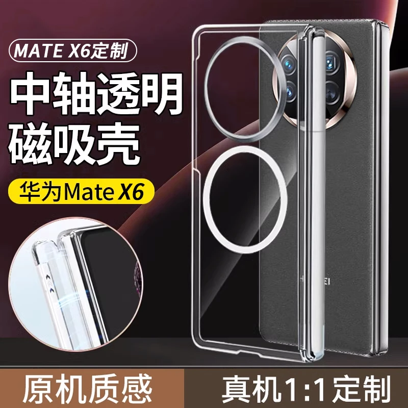 适用华为matex6手机壳透明折叠铰链全包超薄X3磁吸X5典藏版保护套